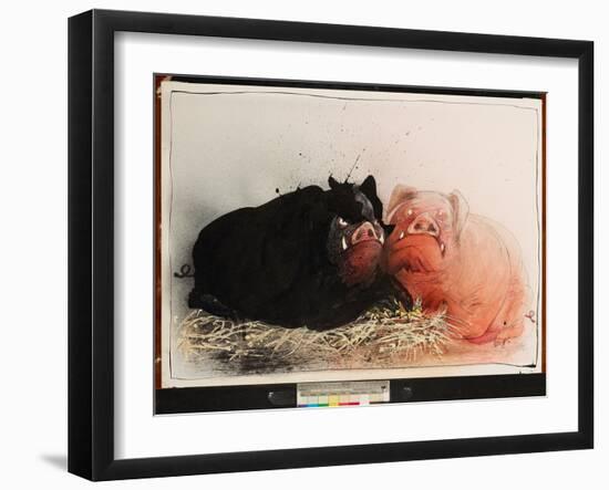 Animal Farm, p14&15, 1995 (drawing)-Ralph Steadman-Framed Giclee Print