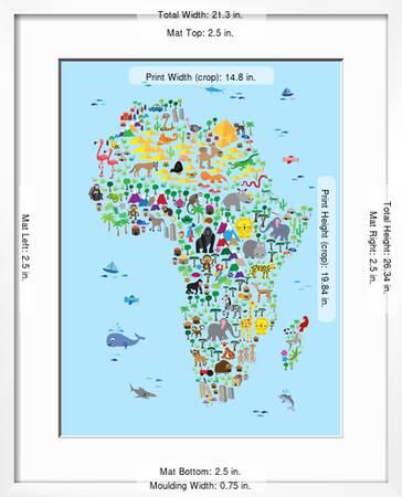 Animal Map Of Africa For Children And Kids Photographic Print