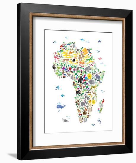 Animal Map of Africa for children and kids-Michael Tompsett-Framed Art Print