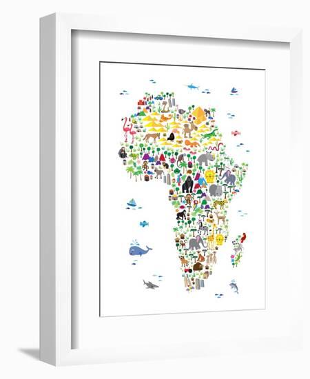 Animal Map of Africa for children and kids-Michael Tompsett-Framed Art Print