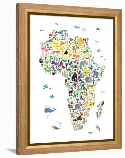 Animal Map of Africa for children and kids-Michael Tompsett-Framed Stretched Canvas