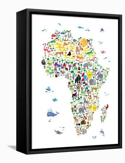 Animal Map of Africa for children and kids-Michael Tompsett-Framed Stretched Canvas