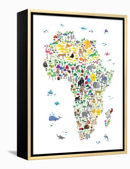 Animal Map of Africa for children and kids-Michael Tompsett-Framed Stretched Canvas