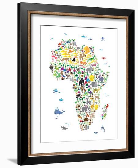 Animal Map of Africa for children and kids-Michael Tompsett-Framed Art Print