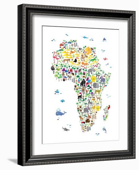 Animal Map of Africa for children and kids-Michael Tompsett-Framed Art Print