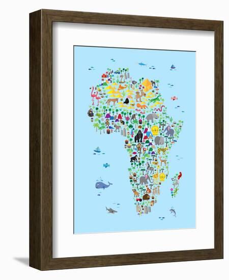 Animal Map of Africa for children and kids-Michael Tompsett-Framed Art Print