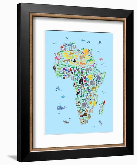 Animal Map of Africa for children and kids-Michael Tompsett-Framed Art Print