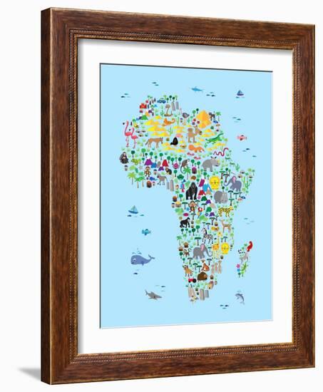 Animal Map of Africa for children and kids-Michael Tompsett-Framed Art Print