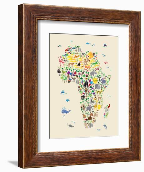 Animal Map of Africa for children and kids-Michael Tompsett-Framed Art Print