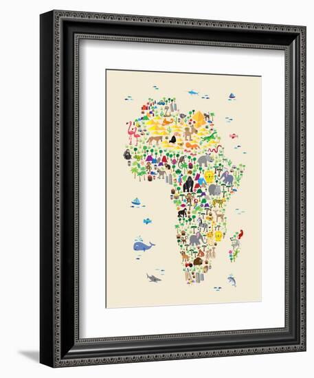 Animal Map of Africa for children and kids-Michael Tompsett-Framed Art Print