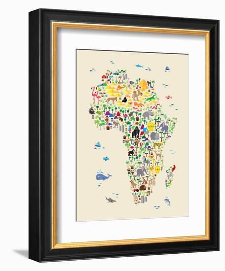 Animal Map of Africa for children and kids-Michael Tompsett-Framed Art Print