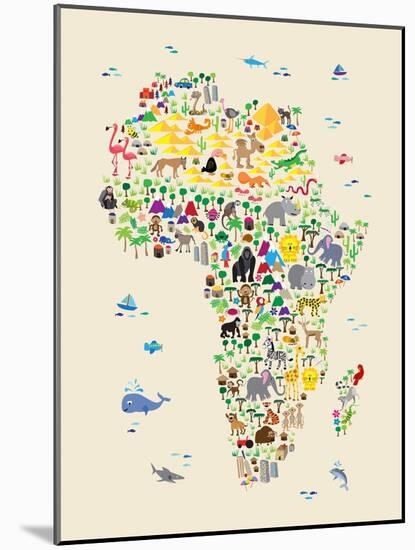 Animal Map of Africa for children and kids-Michael Tompsett-Mounted Art Print