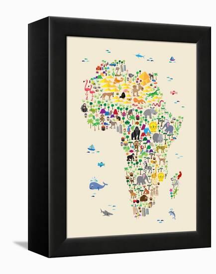 Animal Map of Africa for children and kids-Michael Tompsett-Framed Stretched Canvas