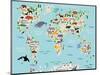Animal Map of the World for Children and Kids-Moloko88-Mounted Art Print