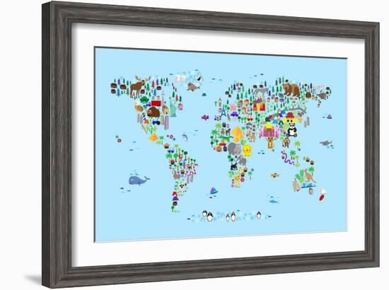 Animal Map of the World-Michael Tompsett-Framed Art Print