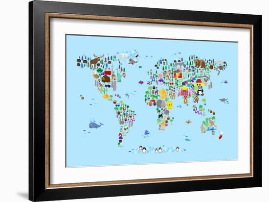 Animal Map of the World-Michael Tompsett-Framed Art Print