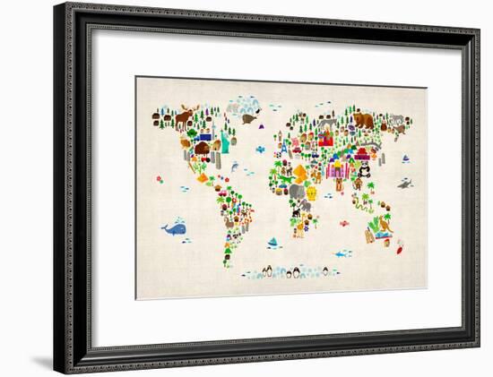 Animal Map of the World-Michael Tompsett-Framed Art Print