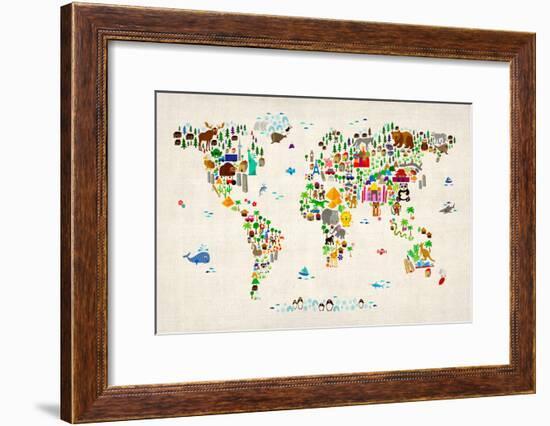 Animal Map of the World-Michael Tompsett-Framed Art Print