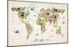 Animal Map of the World-Michael Tompsett-Mounted Art Print