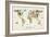 Animal Map of the World-Michael Tompsett-Framed Premium Giclee Print