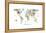 Animal Map of the World-Michael Tompsett-Framed Stretched Canvas