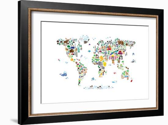 Animal Map of the World-Michael Tompsett-Framed Art Print