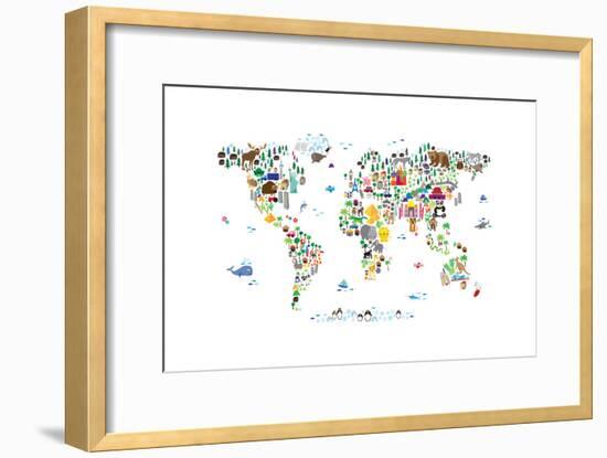 Animal Map of the World-Michael Tompsett-Framed Art Print