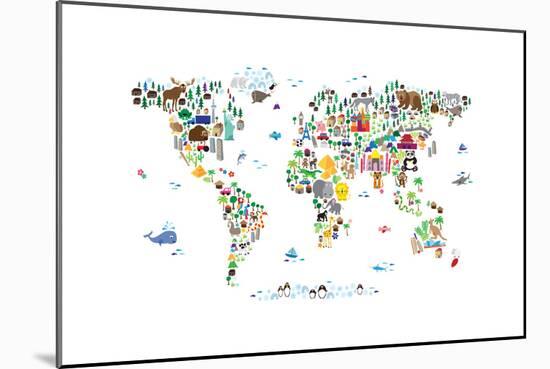 Animal Map of the World-Michael Tompsett-Mounted Art Print