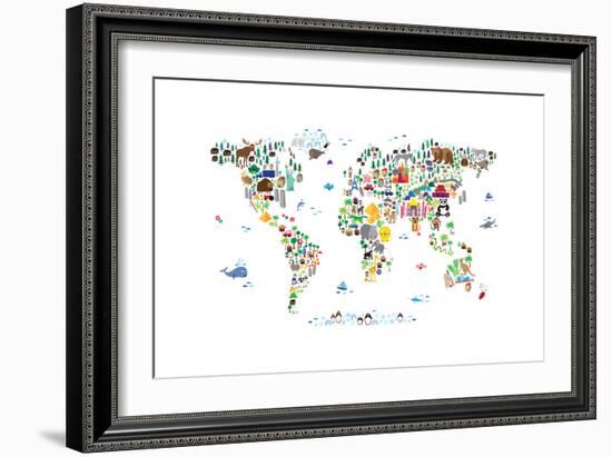 Animal Map of the World-Michael Tompsett-Framed Art Print