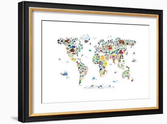 Animal Map of the World-Michael Tompsett-Framed Art Print