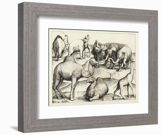 Animal Paintings from Ancient Rome, Table, 3., Pub. Antonio Lafrere 1528 (Engraving)-Italian School-Framed Giclee Print