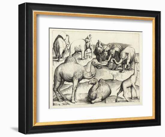 Animal Paintings from Ancient Rome, Table, 3., Pub. Antonio Lafrere 1528 (Engraving)-Italian School-Framed Giclee Print