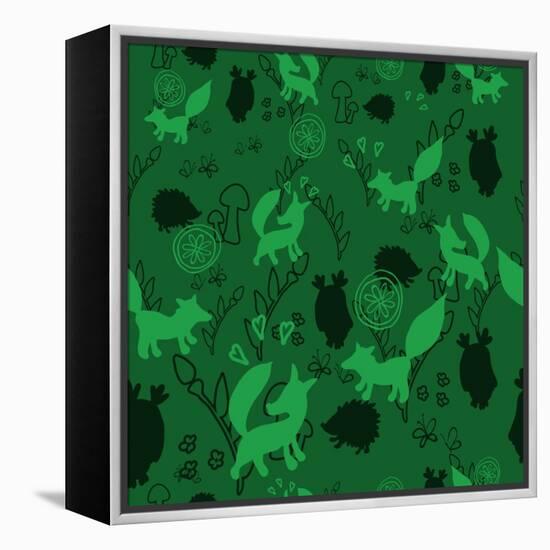 Animal Pattern with Wild Animals-Svetlana Tingaeva-Framed Stretched Canvas