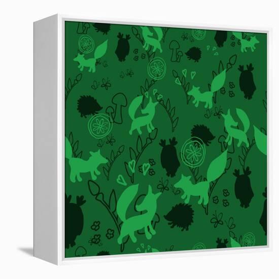 Animal Pattern with Wild Animals-Svetlana Tingaeva-Framed Stretched Canvas