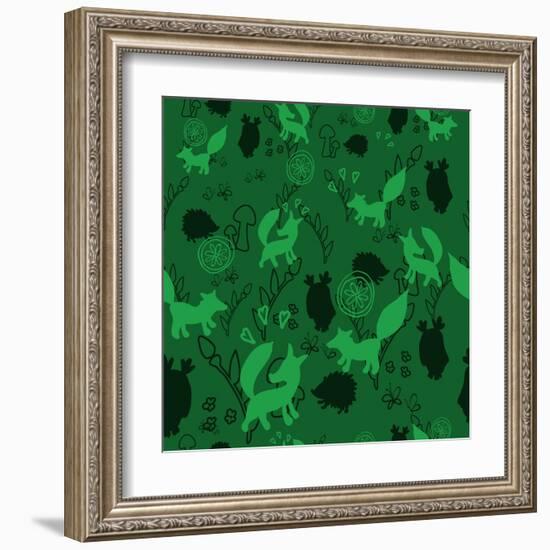 Animal Pattern with Wild Animals-Svetlana Tingaeva-Framed Art Print