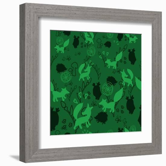 Animal Pattern with Wild Animals-Svetlana Tingaeva-Framed Art Print