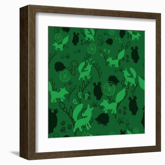 Animal Pattern with Wild Animals-Svetlana Tingaeva-Framed Art Print