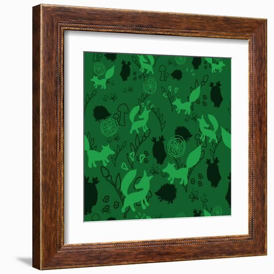 Animal Pattern with Wild Animals-Svetlana Tingaeva-Framed Art Print