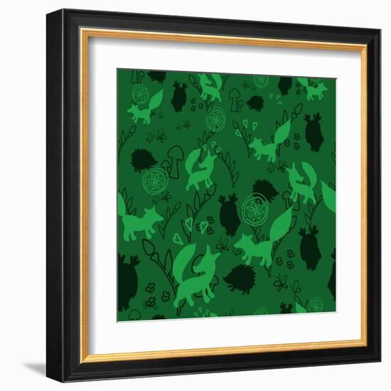 Animal Pattern with Wild Animals-Svetlana Tingaeva-Framed Art Print