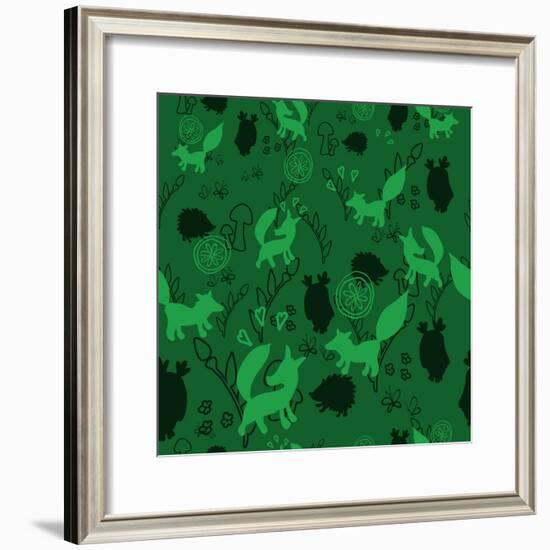 Animal Pattern with Wild Animals-Svetlana Tingaeva-Framed Art Print