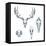 Animal Scull Set Deer Horse Cat Crow-Ptich-ya-Framed Stretched Canvas