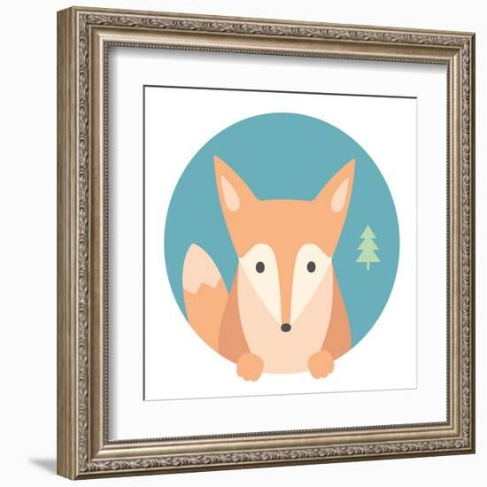 Animal Set. Portrait in Flat Graphics - Fox-sonyakamoz-Framed Art Print