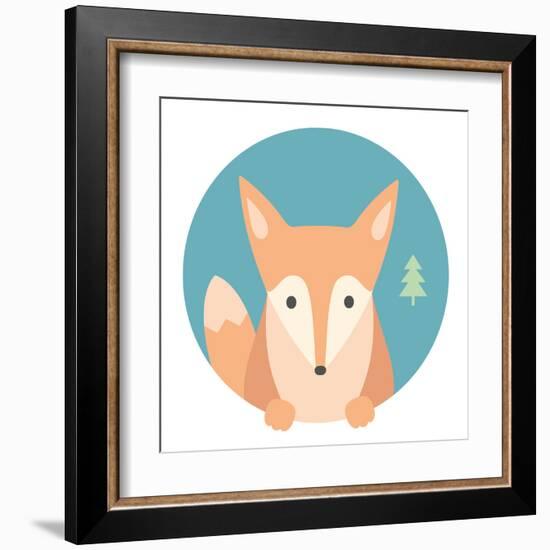 Animal Set. Portrait in Flat Graphics - Fox-sonyakamoz-Framed Art Print