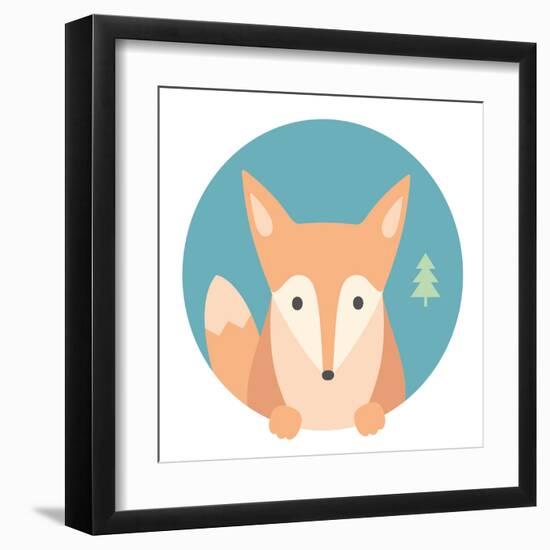 Animal Set. Portrait in Flat Graphics - Fox-sonyakamoz-Framed Art Print