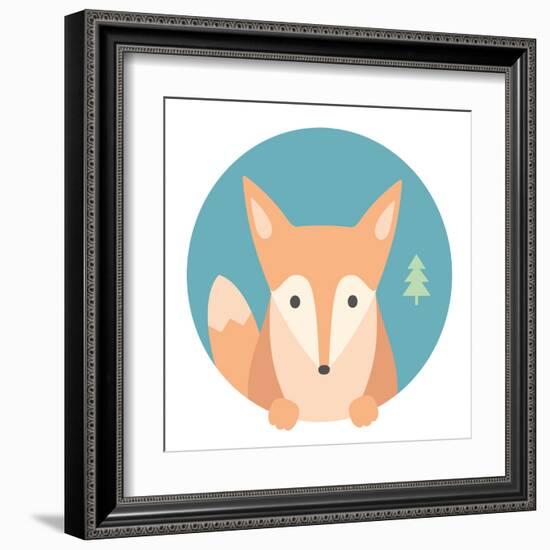 Animal Set. Portrait in Flat Graphics - Fox-sonyakamoz-Framed Art Print