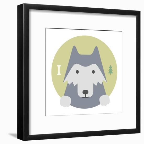 Animal Set. Portrait in Flat Graphics. Wolf-sonyakamoz-Framed Art Print