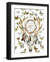 Animal Skull with Dreamcather and Butterfly-tanycya-Framed Art Print