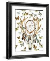 Animal Skull with Dreamcather and Butterfly-tanycya-Framed Art Print