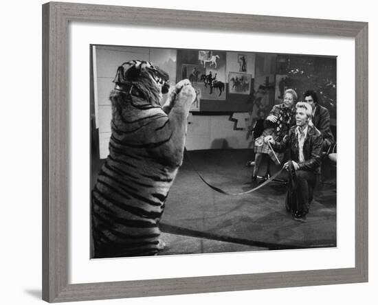 Animal Trainer Gunther Gebel Williams on "Panorama" with Guest Martha Mitchell and Maury Povich-Walter Bennett-Framed Premium Photographic Print