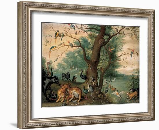 Animals and Birds in the Garden of Eden-Ferdinand van Kessel-Framed Giclee Print